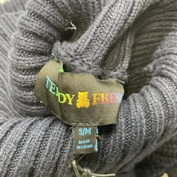 NEW TEDDY FRESH Women's Sweater Dress Knit Laced Up Size S/M Navy - Picture 6 of 8